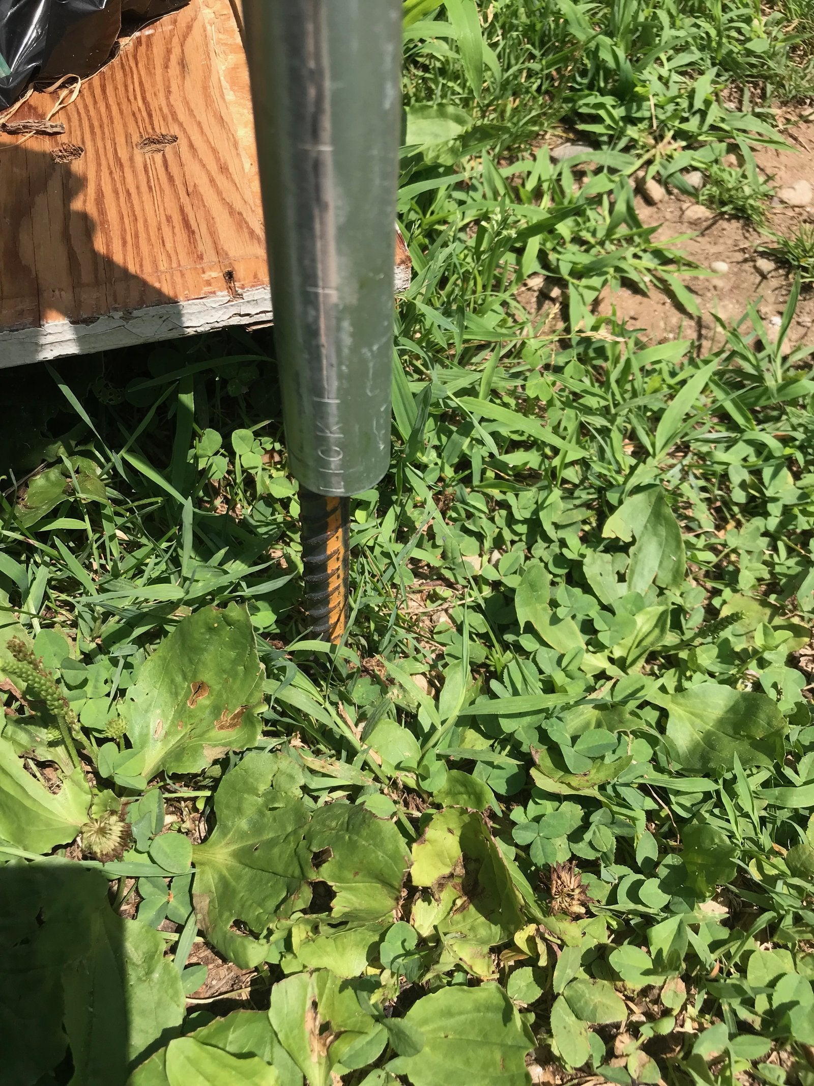 How to stake EMT conduit trellis using rebar