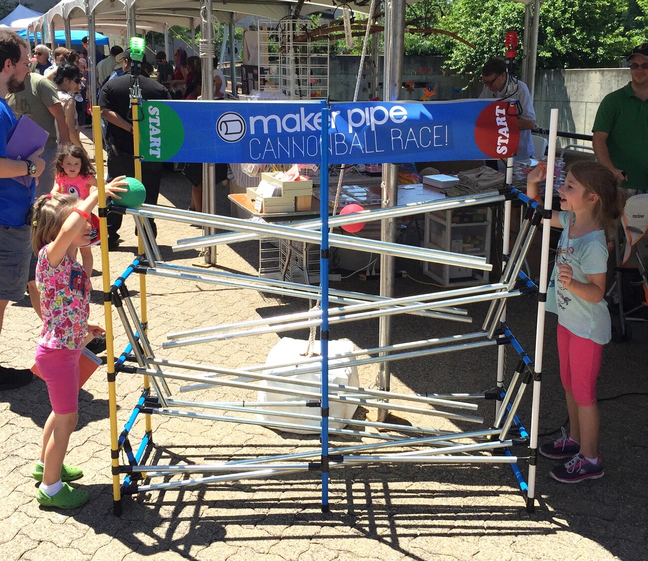 Metal Pipe Kids Cannonball Game Idea